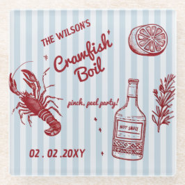 Handgezeichnetes Summer Seafood Crawfish Party Glasuntersetzer
