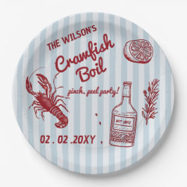 Handgezeichnetes Summer Seafood Crawfish Party Pappteller