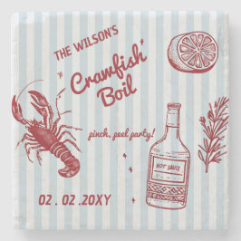 Handgezeichnetes Summer Seafood Crawfish Party Steinuntersetzer