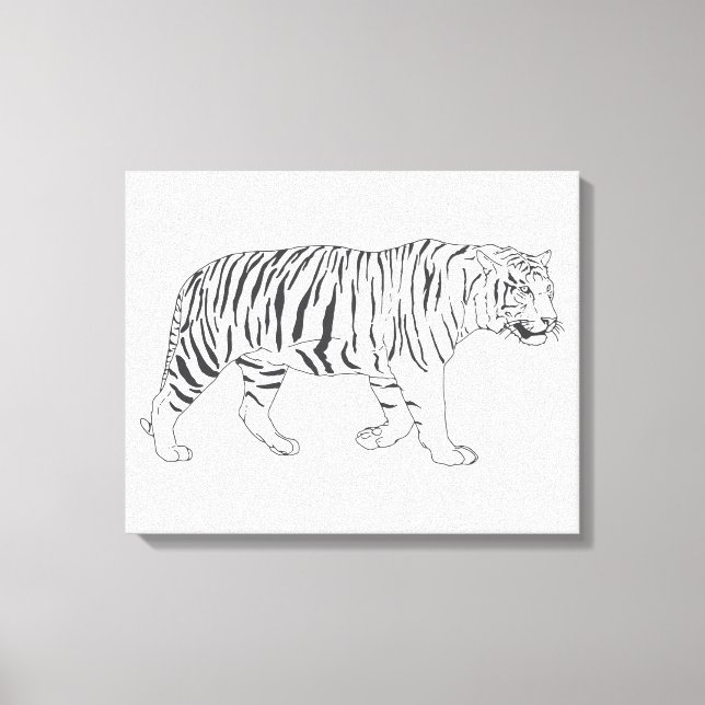 Handgezeichnetes Tiger Zeichnend Poster Leinwanddruck (Vorderseite)
