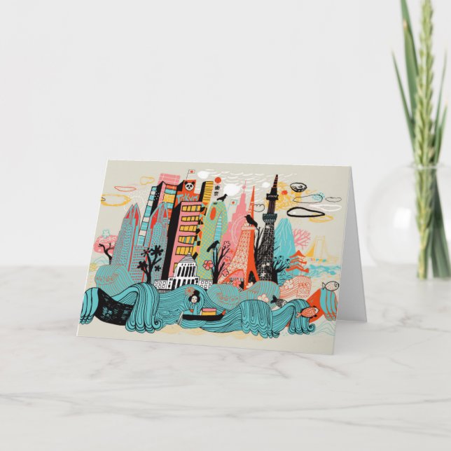 Handgezeichnetes Tokio Japan Karte (Vorderseite)