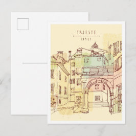 Handgezeichnetes Trieste Italien Wahrzeichen Postkarte