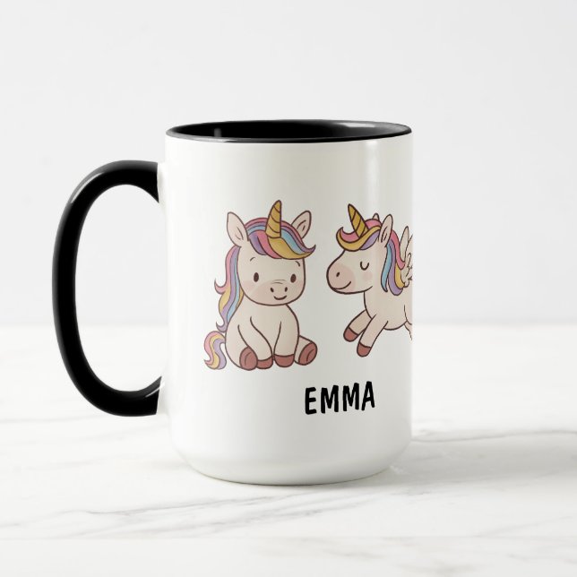 Handgezeichnetes Unicorn Niedlich Tasse (Links)