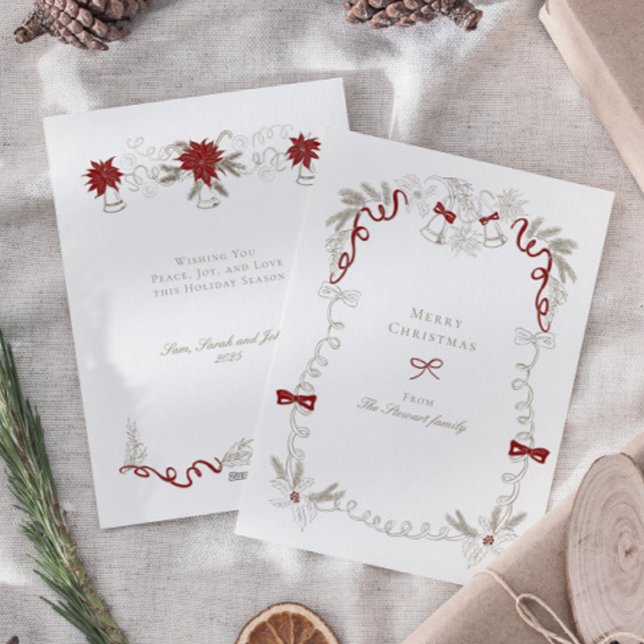 Handgezeichnetes Vintages Retro Frohe Weihnachten (Hand Drawn Vintage Retro Merry Christmas Holiday Card)