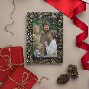 Handgezeichnetes Weihnachts-Kiefer-Foto Folien Feiertagskarte