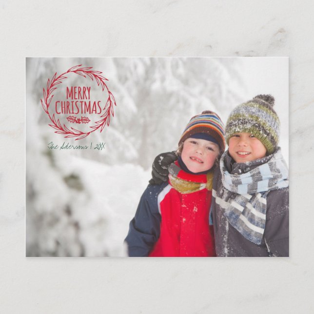 Handgezeichnetes Weihnachtsfeiertag Foto Postkarte (Vorderseite)