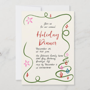 Handgezeichnetes Weihnachtsfest Abendessen Einladung