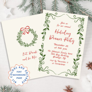 Handgezeichnetes Weihnachtsfest Abendessen Einladung