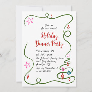 Handgezeichnetes Weihnachtsfest Abendessen Einladung