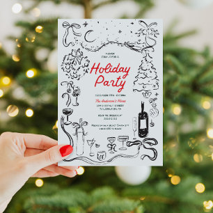 Handgezeichnetes Weihnachtsfest Weihnachts-Party Einladung