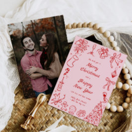 Handgezeichnetes Weihnachtskarten-Foto Doodle Xmas Feiertagskarte