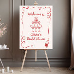 Handgezeichnetes weißes Brautparty Poster<br><div class="desc">Herzlich willkommen bei einem ansprechenden Fest mit diesem handgezeichnet Brautparty-Schild. Mit charmanten Illustrationen und spielerischer Typografie Set es einen fröhlichen Ton für Ihre Veranstaltung. Passen Sie das Design mit dem Namen und dem Datum der zukünftigen Braut für eine persönliche Touch an. Dieses Schild eignet sich perfekt für die Präsentation am...</div>