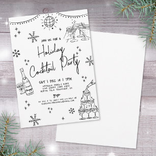 Handgezeichnetes Whimsical Holiday Cocktail Party Einladung