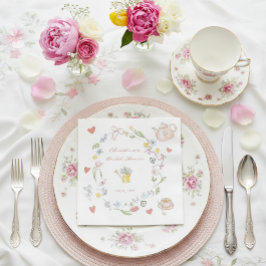 Handgezeichnetes Whimsical Tee-Brautparty Serviette