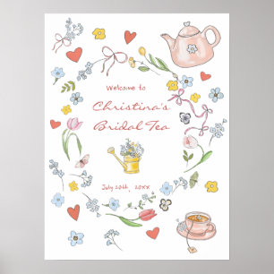 Handgezeichnetes Whimsical Tee Brautparty Willkomm Poster