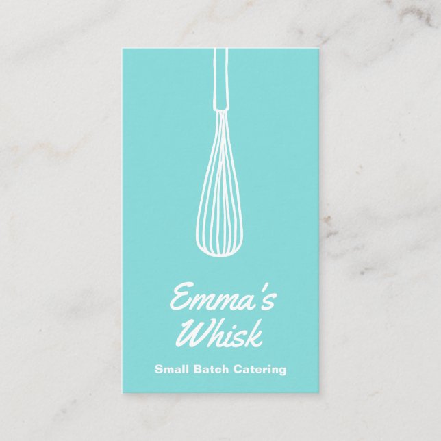 Handgezeichnetes Whisk-Logo für den Koch Blau Visitenkarte (Vorderseite)
