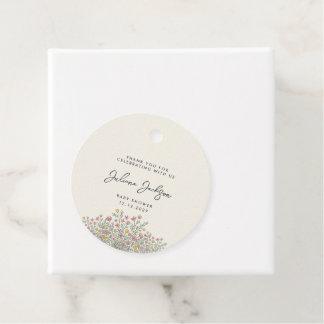 Handgezeichnetes Wildblumen-Baby-Shower-Dankeschön Geschenkanhänger