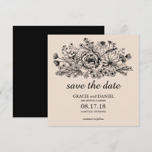 Handgezeichnetes Wildblumenfeld-Radierung Save-the Einladung