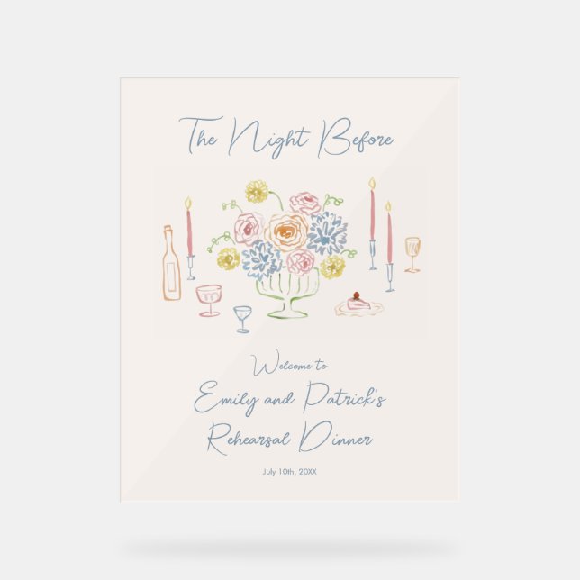 Handgezeichnetes Willkommensschild für das Whimsic Acrylschild (Vorderseite)