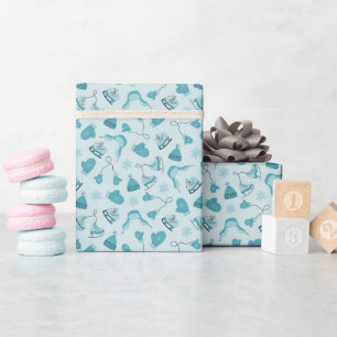 Handgezeichnetes Wintermuster Cyan Verpackungspapi Geschenkpapier