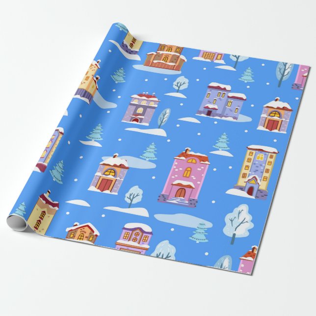 Handgezeichnetes Winternahtloses Muster mit niedli Geschenkpapier (Ungerollt)