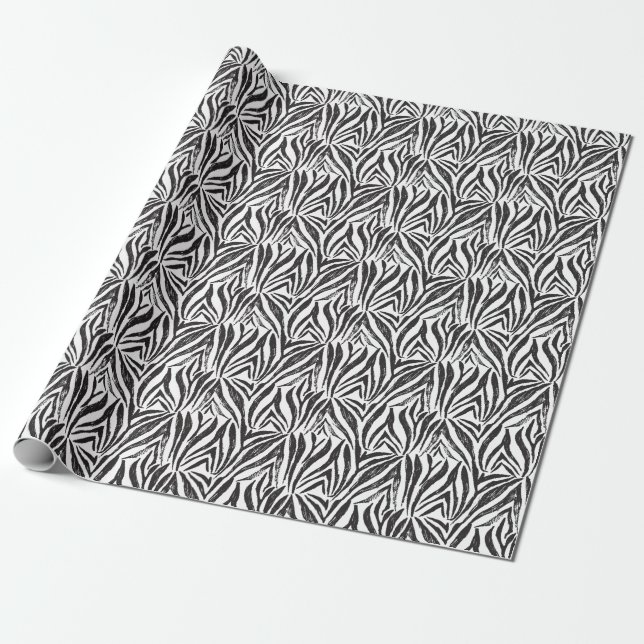 Handgezeichnetes Zebra: Vintages Drucken. Geschenkpapier (Ungerollt)