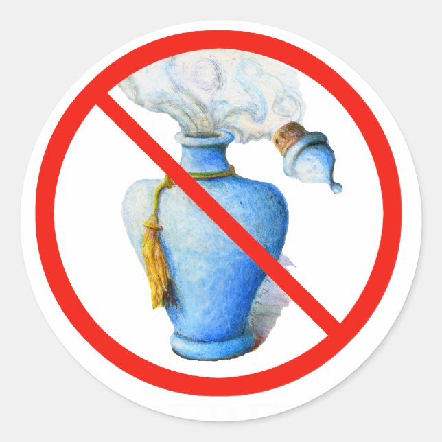 Handgezeichnetes Zeichen: Kein Parfüm Runder Aufkleber (Vorderseite)