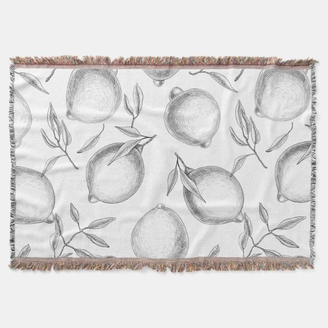 Handgezeichnetes Zitronenmuster Decke (Vorderseite)