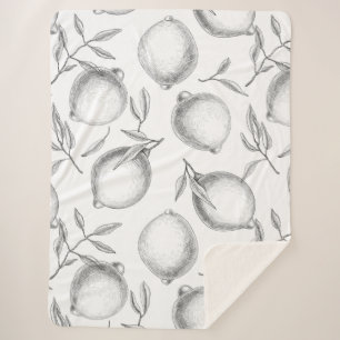 Handgezeichnetes Zitronenmuster Sherpadecke
