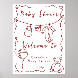 Handgezogene Babydusche - Begrüßungsbabydusche Poster