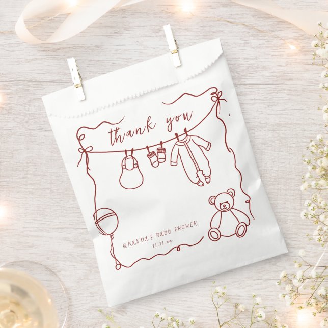 Handgezogene Babykleidung Babydusche Danke Geschenktütchen (Ausgeschnitten)