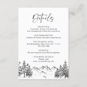 Handgezogene Berge Walddetails Begleitkarte