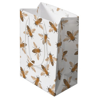 Handgezogene Bienen Geschenktasche Mittlere Geschenktüte
