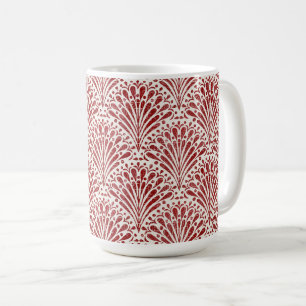 Handgezogene Bohemische Schuppen, rot auf Creme Kaffeetasse