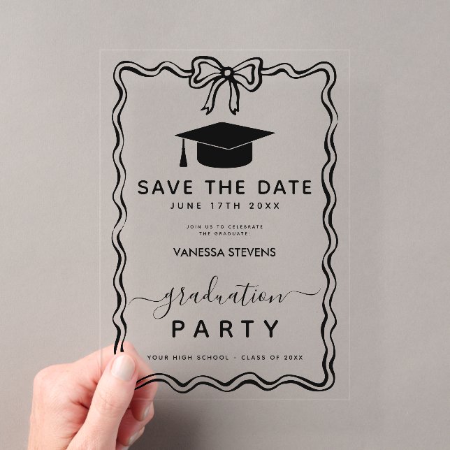 Handgezogene Doodles Abschluss Save the Date Acryleinladungen (Insitu (Handheld))