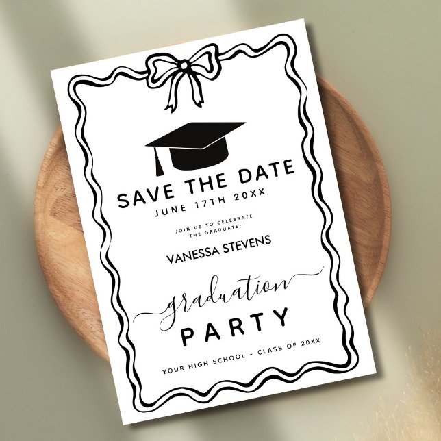 Handgezogene Doodles Abschluss Save the Date Einladung (Von Creator hochgeladen)