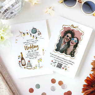 Handgezogene Doodles Funky Wedding & Details Foto Einladung