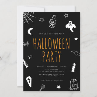 Handgezogene Doodles Niedliches Halloween-Party Einladung