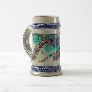 Handgezogene Federmuster Bierglas