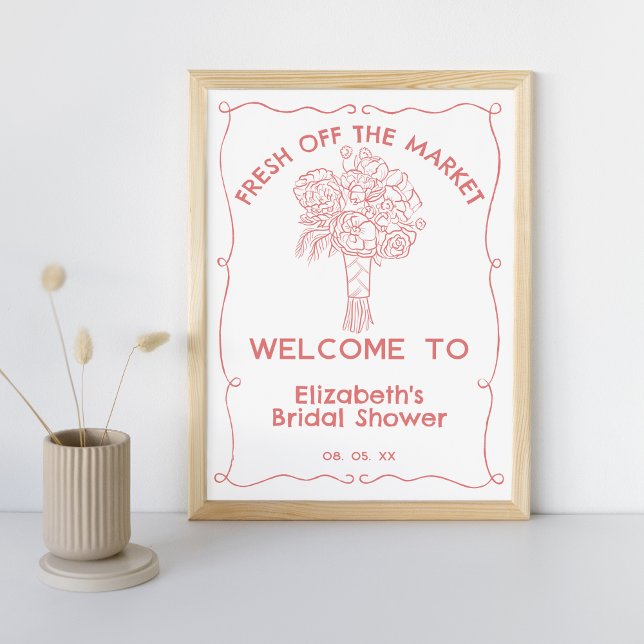 Handgezogene frische Blume Korallenwillkommen Poster (Von Creator hochgeladen)