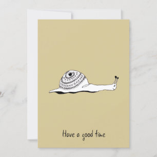 Handgezogene, gelbe Grußkarte mit Schnecke Einladung