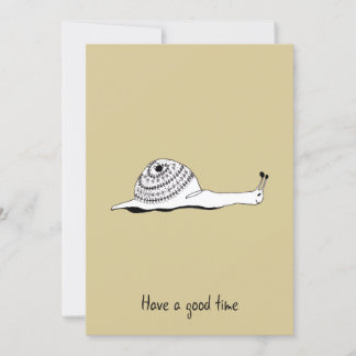 Handgezogene, gelbe Grußkarte mit Schnecke Einladung