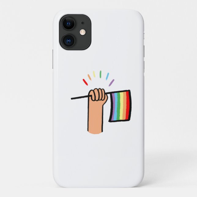 Handgezogene Hand Wave einer Regenbogenflagge Case-Mate iPhone Hülle (Rückseite)