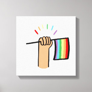 Handgezogene Hand Wave einer Regenbogenflagge Leinwanddruck