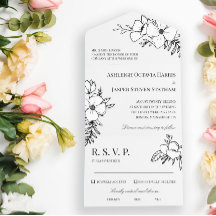 Handgezogene Holzkohle und weiße Blume Hochzeit