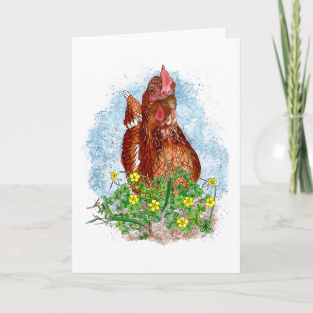 Handgezogene Hühnerart | Happy Birthday Karte (Vorderseite)