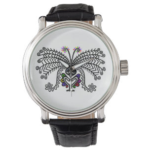 Handgezogene LyreBIRD - Natur - gefährdete Arten Armbanduhr