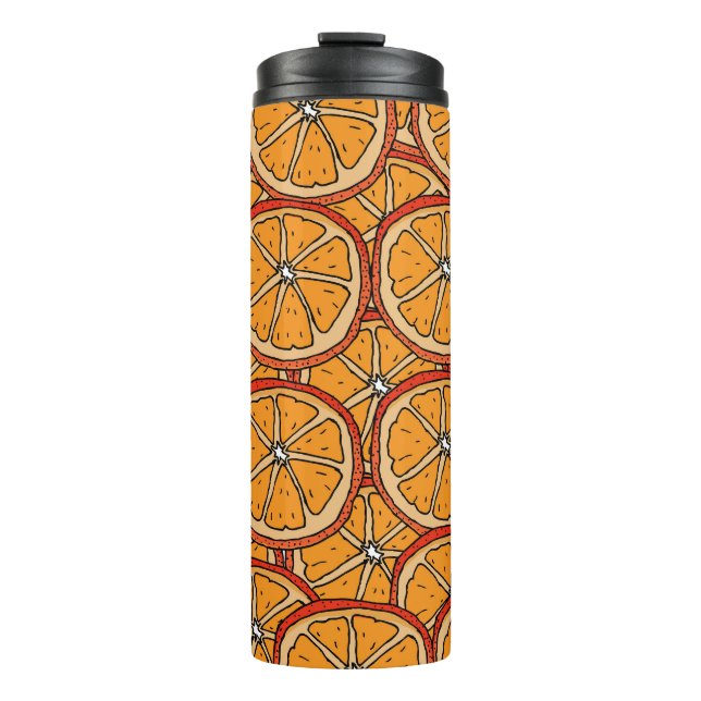 Handgezogene Orangen: Nahtlos Thermosbecher (Vorderseite)