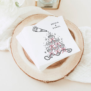 Handgezogene Perlen & Prosecco Brautparty Napkins Serviette