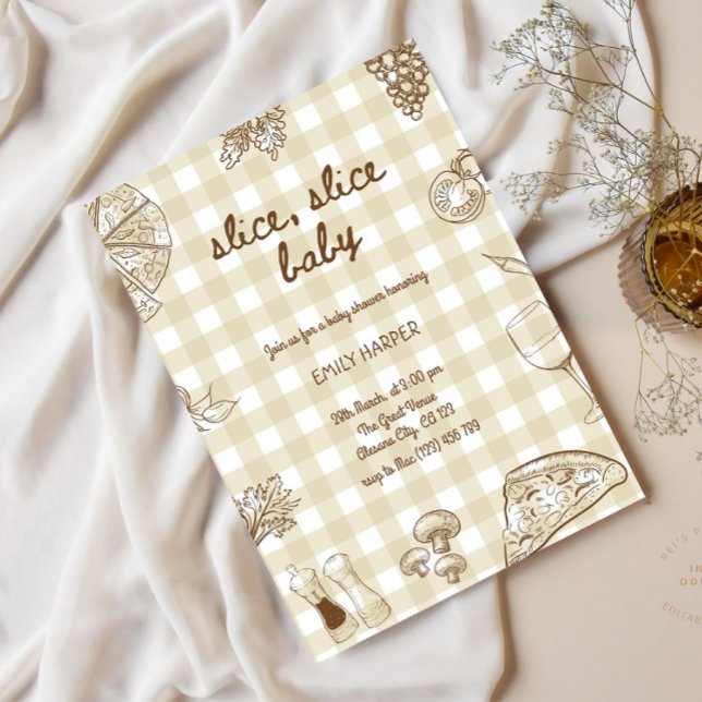 Handgezogene Pizza Baby Dusche Einladung Whimsical (Von Creator hochgeladen)